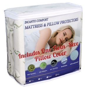 NEW Twin Size Bamboo Mattress Protector Pad Cover And Pillowcase Protector